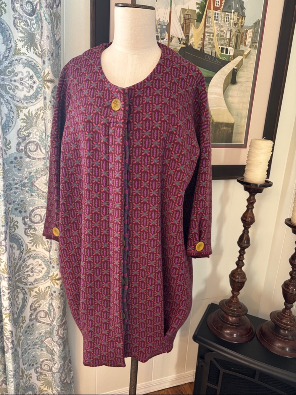 CATHERINE ANDRE 3/4 SLEEVE COAT 💯 Merino Wool